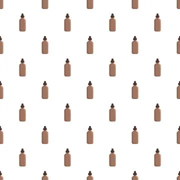 Repeating brown cosmetic dropper bottles creating seamless pattern Stock Illustration
