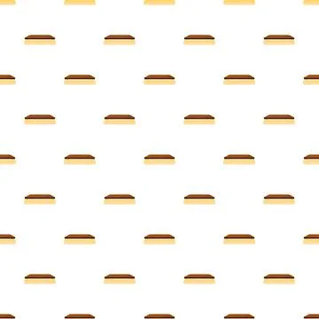 Repeating brown cream cake pattern on white background Stock Illustration