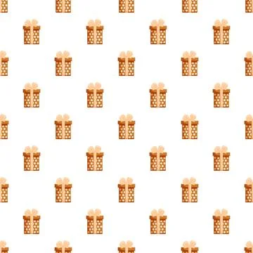 Repeating brown gift box pattern with ribbon bow Stock Illustration