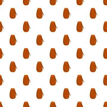Repeating brown mitten pattern creating winter background Stock Illustration
