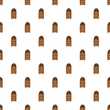 Repeating brown nightstand with backpack seamless pattern Illustrazione stock