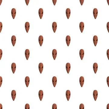 Repeating brown tribal mask design creating seamless pattern Stock Illustration
