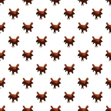Repeating brown western saddle pattern on white background Stock Illustration