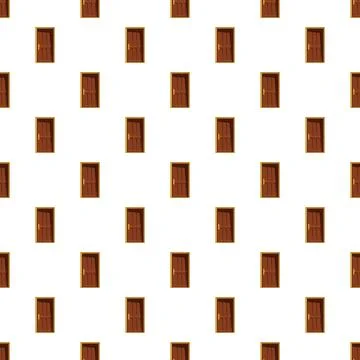 Repeating brown wooden doors pattern on white background Stock Illustration