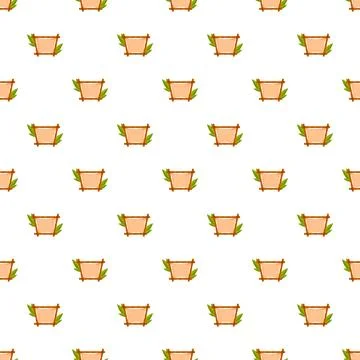 Repeating brown wooden frames with green leaves pattern Stock Illustration