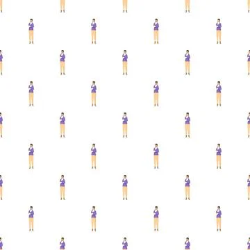 Repeating business woman pattern thinking on white background Stock Illustration