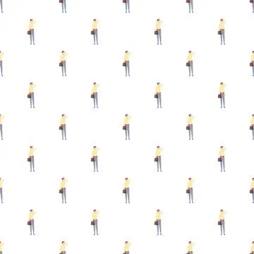 Repeating business worker standing seamless pattern background Stock Illustration