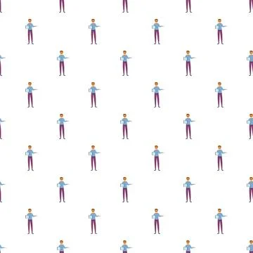 Repeating businessman pattern holding tablet on white background 스톡 일러스트