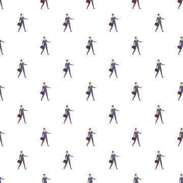Repeating businessman pattern walking with briefcase Stock Illustration