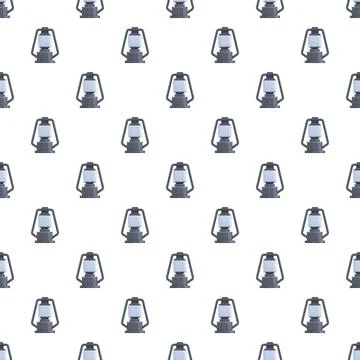 Repeating camping lantern pattern on white background Stock Illustration