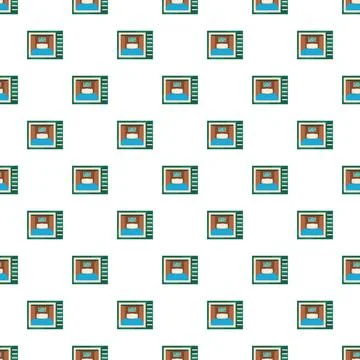 Repeating capsule hotel pod pattern for accommodation Stock Illustration