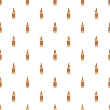 Repeating cartoon beer bottle pattern on white background Stock Illustration