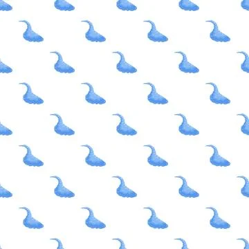 Repeating cartoon blue cloud pattern on white background Stock Illustration
