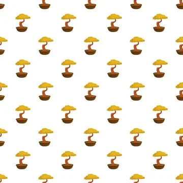 Repeating cartoon bonsai trees creating a seamless pattern Stock Illustration