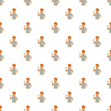 Repeating cartoon boy giving thumbs up pattern Illustrazione stock