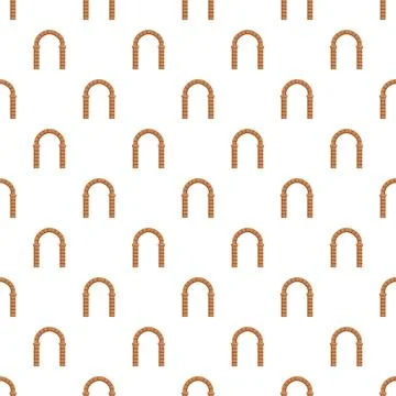 Repeating cartoon brick arches creating seamless pattern background Stock Illustration