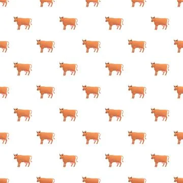 Repeating cartoon brown cows creating a livestock pattern Stock Illustration