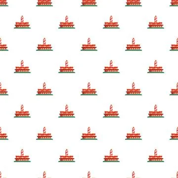 Repeating cartoon building pattern on white background 스톡 일러스트