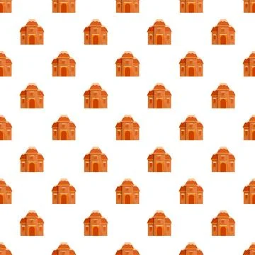 Repeating cartoon buildings creating winter town pattern Stock Illustration