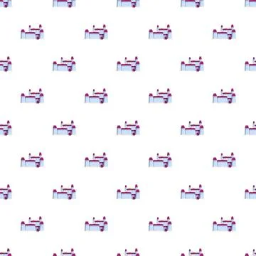 Repeating cartoon castle pattern on white background Stock Illustration