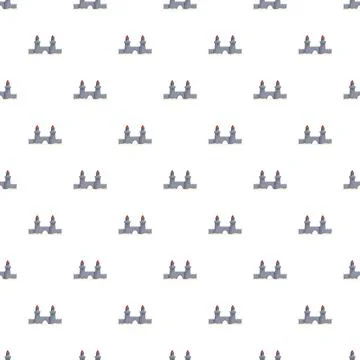 Repeating cartoon castle wall and tower pattern 库存插图