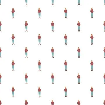 Repeating cartoon character pattern on white background Stock Illustration