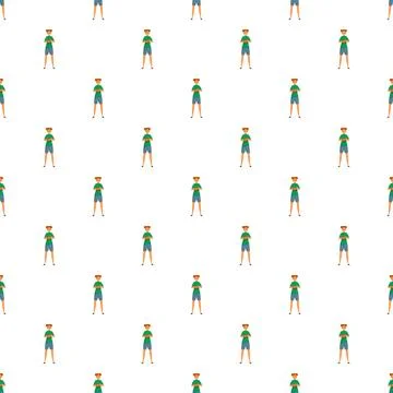 Repeating cartoon character pattern on white background Stock Illustration