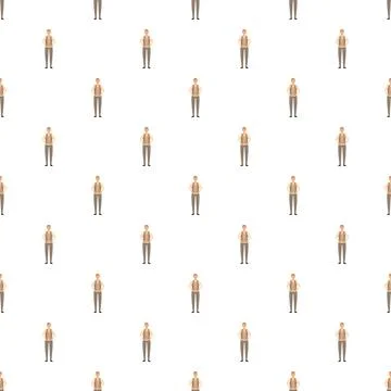 Repeating cartoon character pattern on white background Stock Illustration