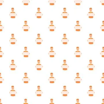 Repeating cartoon characters holding blank banners pattern Stock Illustration