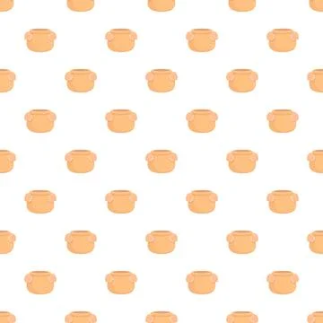Repeating cartoon clay pots seamless pattern Stock Illustration