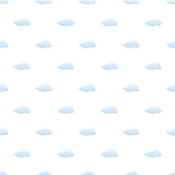 Repeating cartoon cloud pattern on white background Stock Illustration