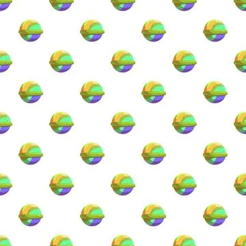 Repeating cartoon cosmic planet pattern on white background イラスト素材