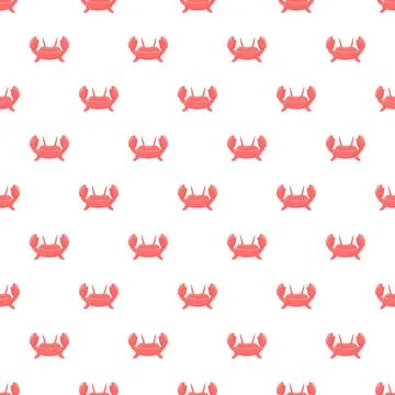 Repeating cartoon crab pattern, cute marine life background Illustrazione stock