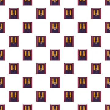 Repeating cartoon doors seamless pattern background Stock Illustration