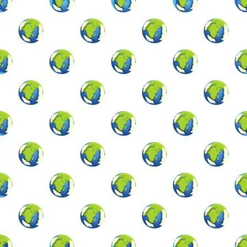 Repeating cartoon earth globe seamless pattern background Illustrazione stock