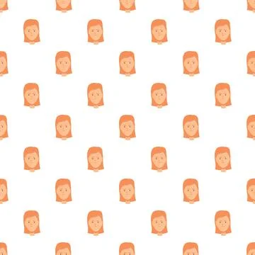 Repeating cartoon female elder head character pattern 스톡 일러스트
