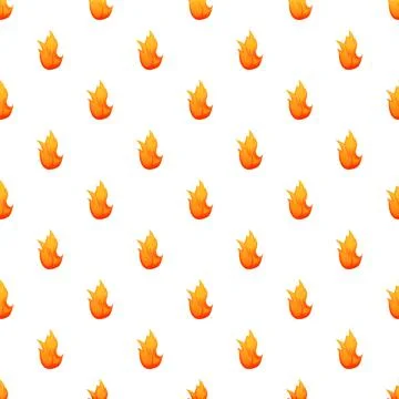 Repeating cartoon fire flames seamless pattern on white background Stock Illustration