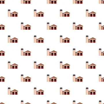Repeating cartoon fire station building seamless pattern イラスト素材
