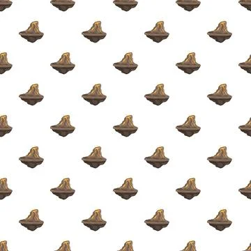 Repeating cartoon floating island volcano pattern background 스톡 일러스트
