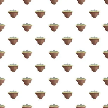 Repeating cartoon floating islands with mountains pattern Illustrazione stock