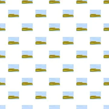 Repeating cartoon landscape pattern with sky and green hills Stock Illustration