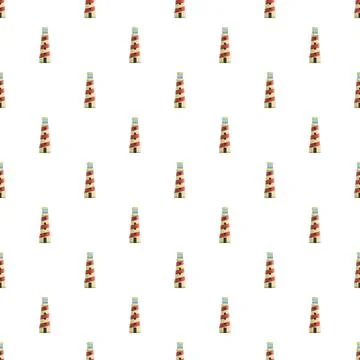 Repeating cartoon lighthouse pattern on white background Illustrazione stock