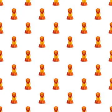 Repeating cartoon lions on circus stools seamless pattern Illustrazione stock