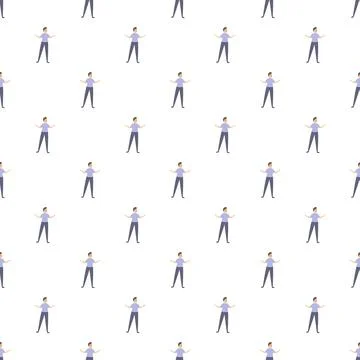 Repeating cartoon male character pattern on white background Stockillustratie