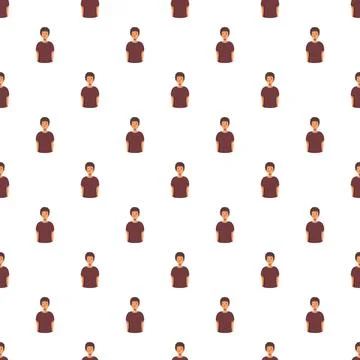 Repeating cartoon male character pattern on white background Stock Illustration