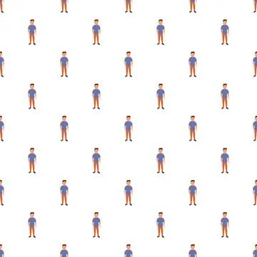 Repeating cartoon male figure pattern on white background 库存插图
