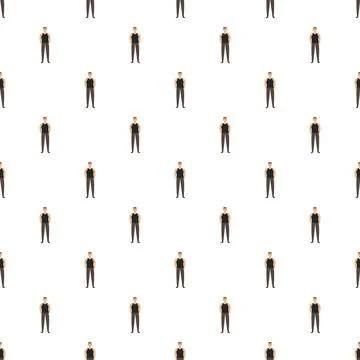Repeating cartoon male figure pattern on white background Stock Illustration