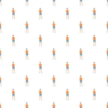 Repeating cartoon male pattern on white background Stock Illustration