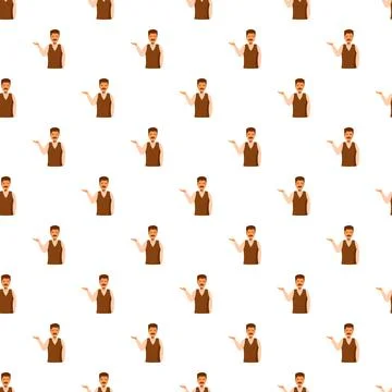 Repeating cartoon man character gesturing showing presentation Stock Illustration