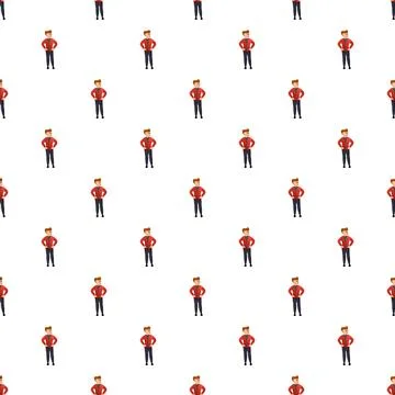 Repeating cartoon man character standing seamless pattern Stock Illustration
